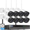 hiseeu wireless security camera system, 5mp wifi camera for home security, wifi pro 8 cam kit,16ch, 2 way audio, color night vision, ip66 waterproof, 3tb storage, 24/7 recording, no monthly fees