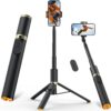 62" phone tripod & selfie stick, tripod for iphone with remote, portable, lightweight travel stand for selfies video recording vlog, extendable stand compatible with iphone android