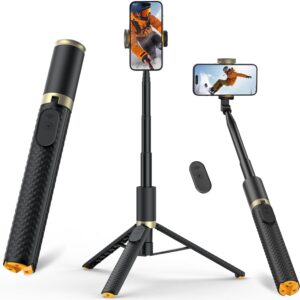 62" phone tripod & selfie stick, tripod for iphone with remote, portable, lightweight travel stand for selfies video recording vlog, extendable stand compatible with iphone android