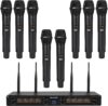 8 channel wireless microphone system, uhf 500mhz cordless mic set w/ 8x5 frequencies, 240ft range, dynamic handheld microphone for singing, karaoke, church, meetings, wedding (mwm 81f)