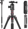 neewer 77 inch camera tripod monopod for dslr, phone with 360° panoramic ball head, 2 axis center column, arca type qr plate, compact aluminum lightweight travel tripod 34lb max load, bag included