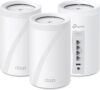 tp link deco be63 tri band wifi 7 be10000 whole home mesh system 6 stream 10 gbps, 4x2.5g ports wired backhaul, 4x smart internal antennas, vpn, mu mimo, homeshield, free expert support (3 pack)