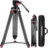 neewer 79"/200cm video tripod, heavy duty aluminum alloy camera tripod stand with 360° fluid drag head, qr plate compatible with canon nikon sony and other dslr camera camcorder, load up to 17.6lb/8kg
