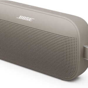 bose soundlink flex portable bluetooth speaker (2nd gen), portable outdoor speaker with hi fi audio, up to 12 hours battery life, waterproof and dustproof, sandstone
