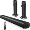 sound bar, 100w sound bar for smart tv, bluetooth 5.3 soundbar, 2 in 1 detachable home speaker bass effect, home theater surround sound, arc/optical/aux/usb connections, for tv/pc/projectors