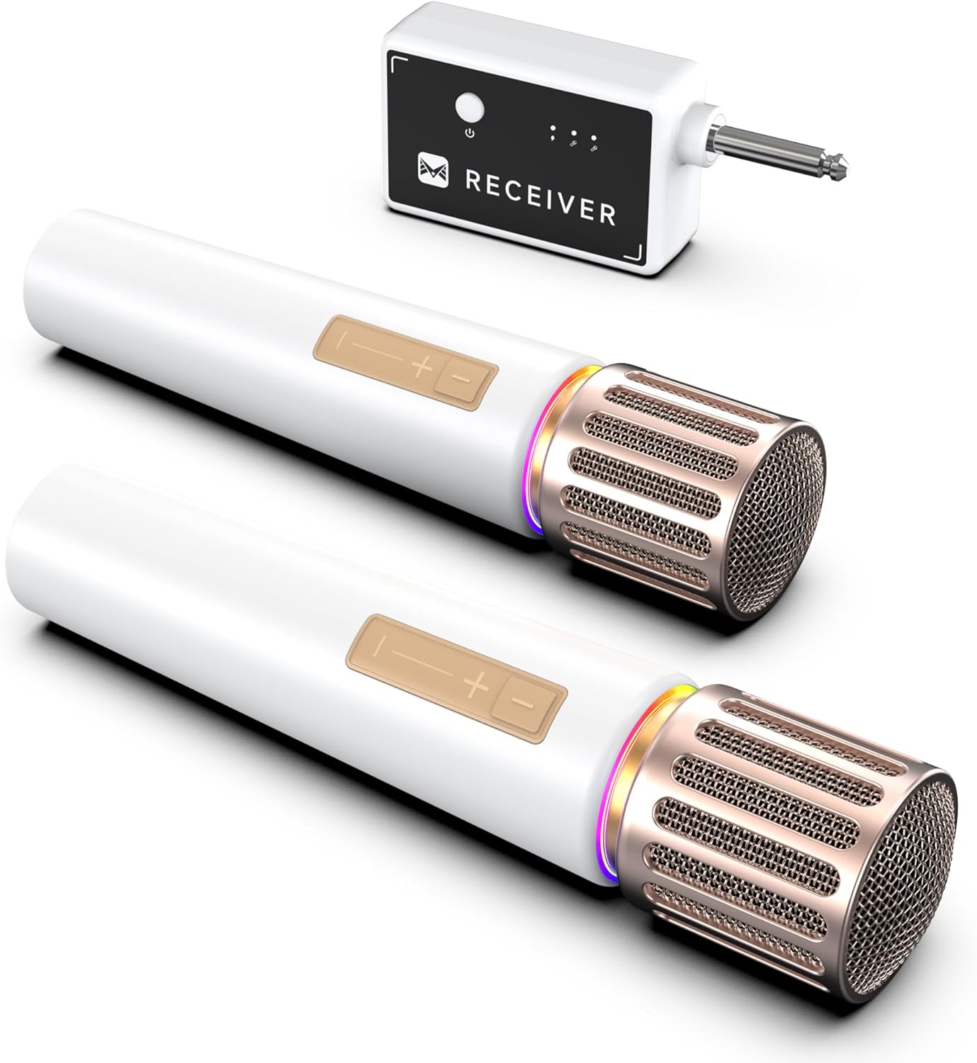 wireless microphones, microphone with one to one chip connection, controllable led lights, 40h duration, 200ft range free sing, volume control microphone for singing, speech, home party, youtube