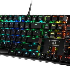 redragon k556 rgb led backlit wired mechanical gaming keyboard, 104 keys hot swap mechanical keyboard w/aluminum base, upgraded socket and noise absorbing foams, soft tactile brown switch