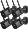 septekon 2k home security cameras 4 pack, 2.4g wired wifi security camera outdoor with night vision, two way audio, ip66, motion detection alarm, dual antenna, black