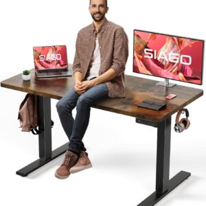 siago electric standing desk adjustable 48 x 24 inch sit stand up desk with cable management 3 memory preset adjustable height table