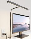 superdanny led desk lamp for office home, eye caring desk light with adjustable gooseneck, 12w touch control dimmable brightness, architect clamp lamp with usb adapter for reading study workbench