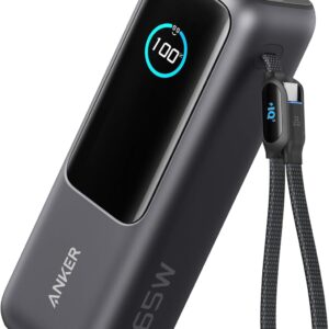 Anker Laptop Power Bank, 25,000mAh Portable Charger with Triple 100W USB-C Ports, Built-in and Retractable Cables, for iPhone 16/15 Series, MacBook, Samsung, and More (Flight-Approved)