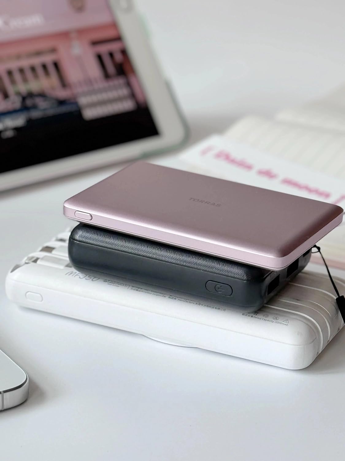 torras minimag power bank, ultra slim 5,000mah wireless portable charger with usb c cable, fast charging magnetic battery pack, magsafe compatible for iphone 16/15/14/13/12, azalea pink