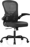 office chair, ergonomic desk chairs 330lbs capacity high back mesh computer chair with flip up armrests, comfy work chair with adjustable lumbar support, rolling chair