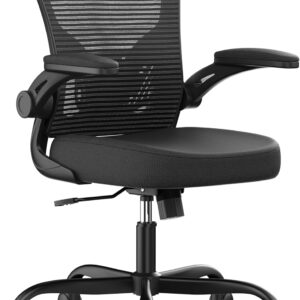 office chair, ergonomic desk chairs 330lbs capacity high back mesh computer chair with flip up armrests, comfy work chair with adjustable lumbar support, rolling chair