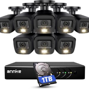 annke 3k lite wired security camera system outdoor with ai human/vehicle detection, 8ch h.265+ dvr and 8 x 1920tvl 2mp ip67 home cctv cameras with smart dual light, color night vision, 1tb hard drive