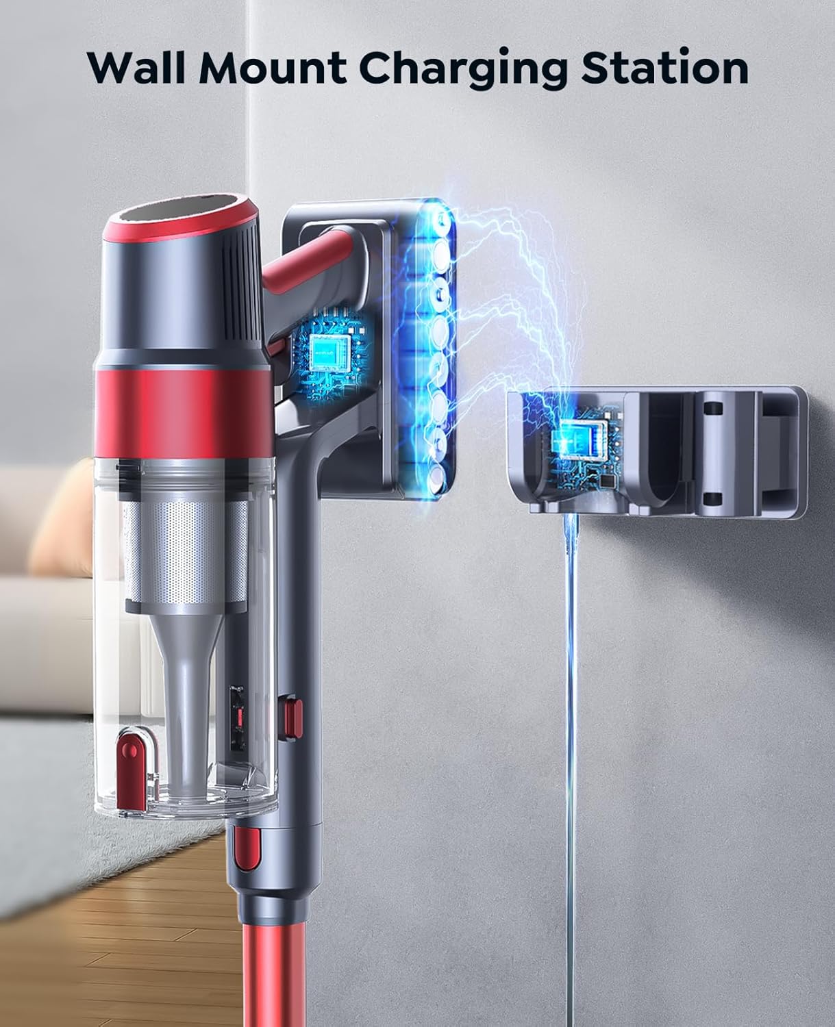 cordless vacuum cleaner, 600w/50kpa stick vacuum, 65 mins runtime rechargeable vacuum, wall mount charging, auto mode, self standing vacuum cleaner for home with 3.3ft hose for pet hair carpet floor