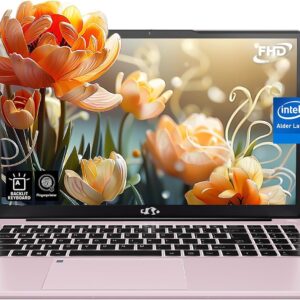 nimo 15.6 ips fhd laptop, 16gb ram 1tb ssd intel pentium quad core n100, computer with backlit keyboard fingerprint (beat to i3 1115g4 up to 3.4ghz) laptops for student, win 11 rose gold