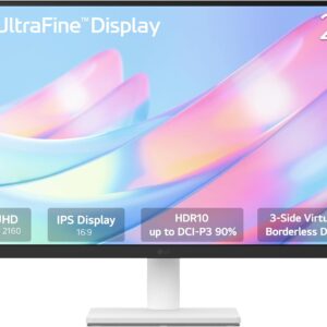 lg 27us500 w ultrafine monitor 27 inch 4k uhd (3840x2160) hdr10 ips borderless design reader mode flicker safe switch app hdmi displayport white
