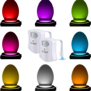 2 pack the original toilet bowl night light. fun & useful bathroom motion sensor tech gadget. funny novelty birthday gift idea. stocking stuffer for him her guys men mom brother