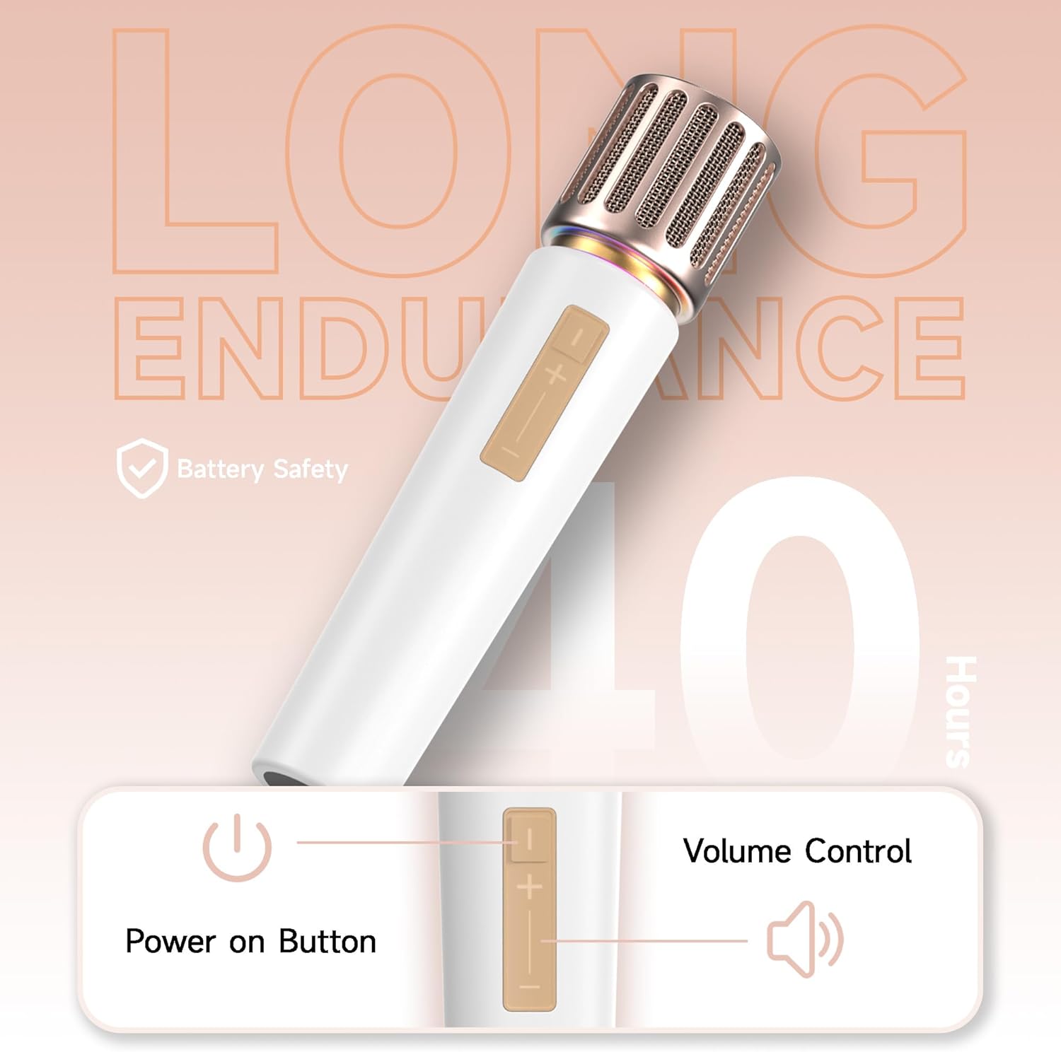 wireless microphones, microphone with one to one chip connection, controllable led lights, 40h duration, 200ft range free sing, volume control microphone for singing, speech, home party, youtube