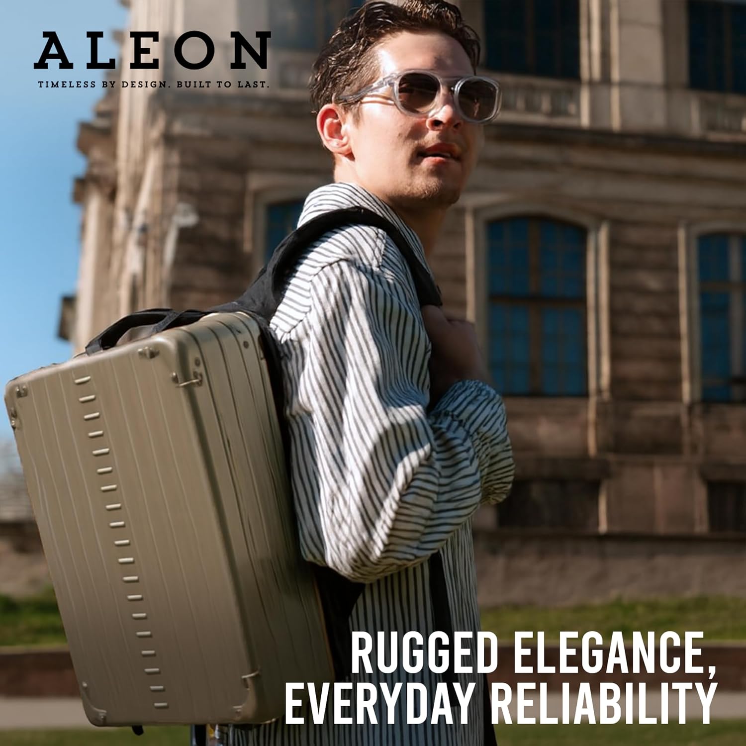 all aluminum lightweight 17" hybrid backpack for men & women, fits 15" laptop, premium hard shell backpack for business travel with rfid blocker for tech, executive, gamers, photographer (bronze)