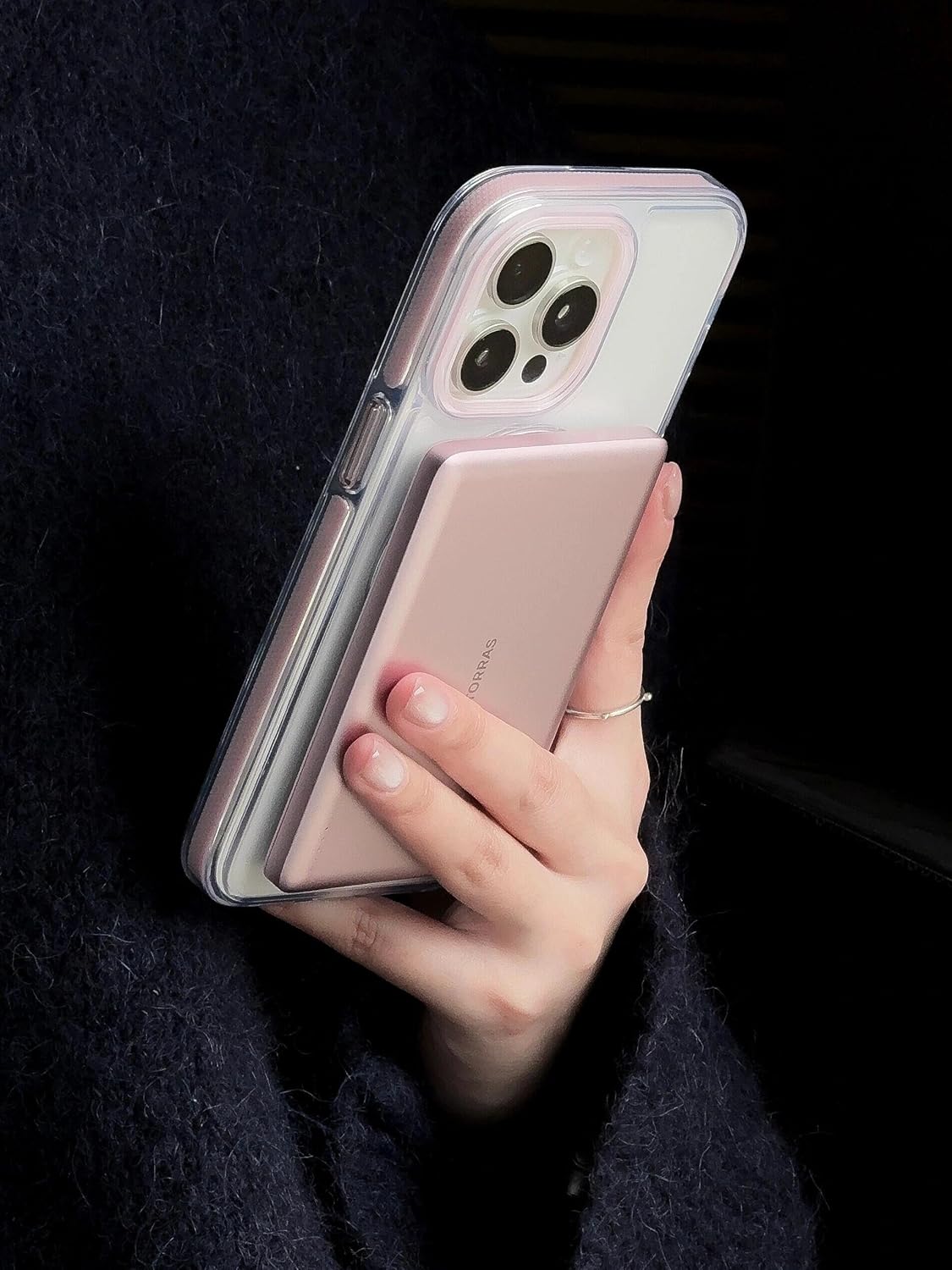 torras minimag power bank, ultra slim 5,000mah wireless portable charger with usb c cable, fast charging magnetic battery pack, magsafe compatible for iphone 16/15/14/13/12, azalea pink