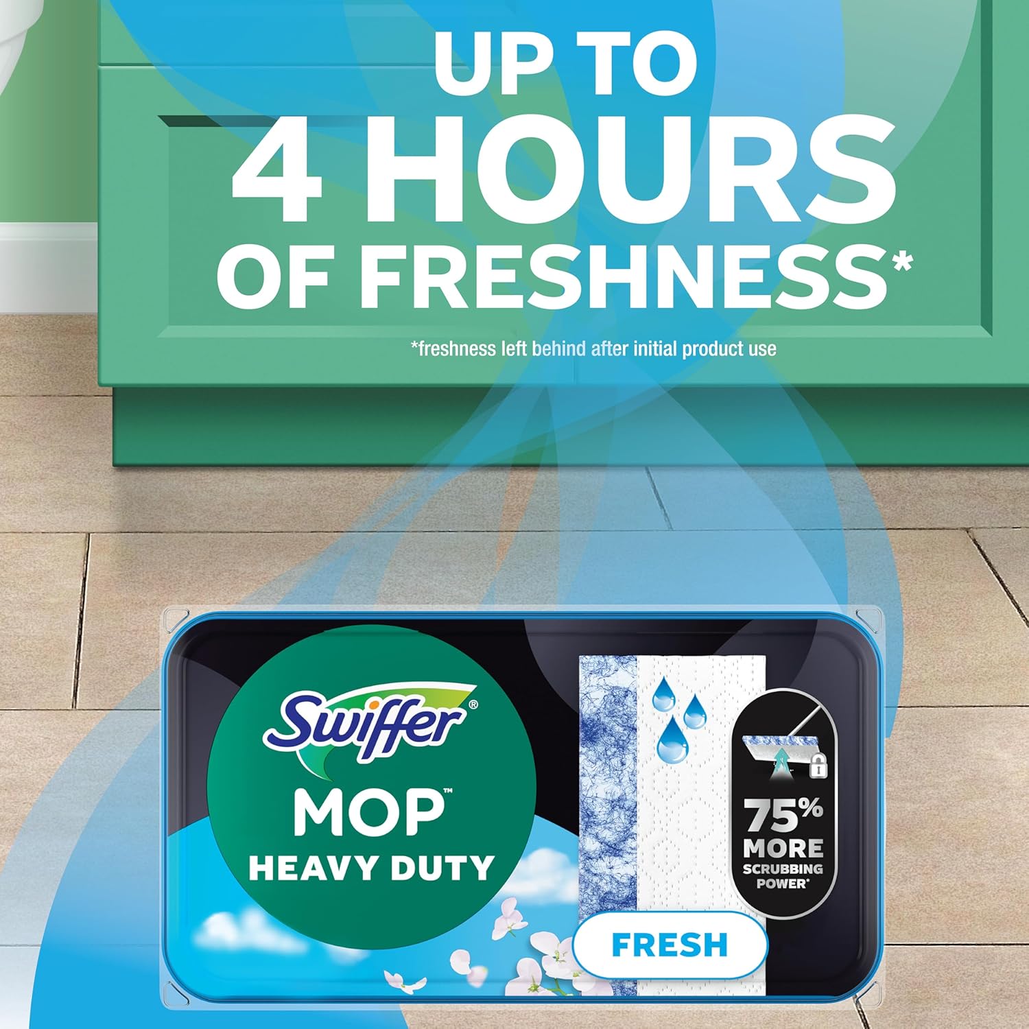 swiffer sweep & mop deluxe 2 in 1 floor mopping and sweeping kit, multi surface kit for floor cleaning, kit includes 1 sweeper device, 5 heavy duty dry sweeping cloths, 6 heavy duty wet mopping cloths