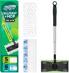 swiffer sweep & mop deluxe 2 in 1 floor mopping and sweeping kit, multi surface kit for floor cleaning, kit includes 1 sweeper device, 5 heavy duty dry sweeping cloths, 6 heavy duty wet mopping cloths