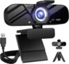 full hd webcam with built in microphone and rotatable tripod, 1080p video and wide angle camera, privacy cover, for desktop pc or laptop computer