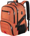 extra large 50l travel laptop backpack, computer bag backbag with usb charging port, tsa friendly durable big rfid heavy duty business tech backpack fits 17 inch laptops for men women, orange