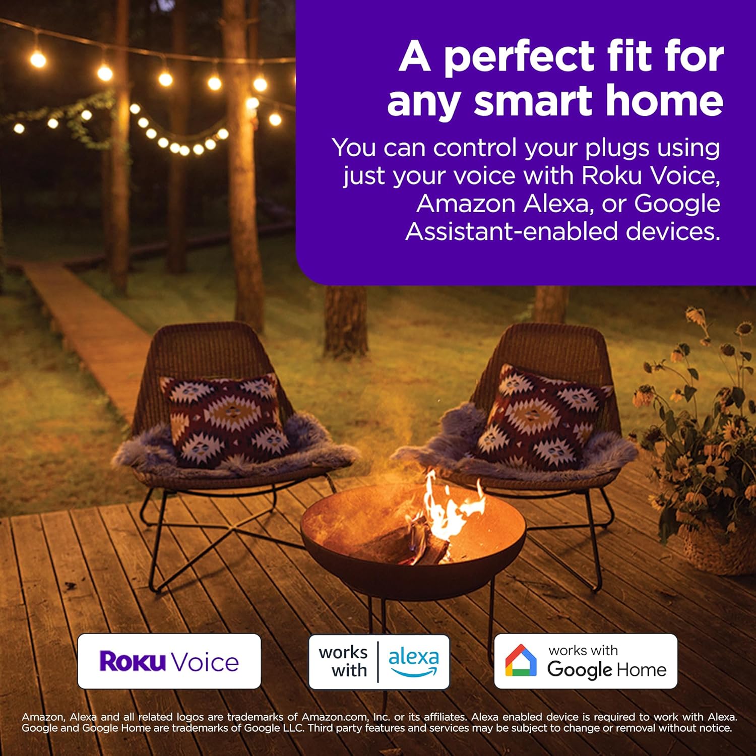 roku smart home outdoor smart plug wifi smart plugs works with alexa & google assistant, no hub required ip64 weather resistance, custom scheduling timer & independent outlets smart home product
