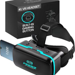 feebz 3d vr headset for kids 2.0 for iphone & android phones | with 3d vr videos & apps links | virtual reality goggles set for beginners