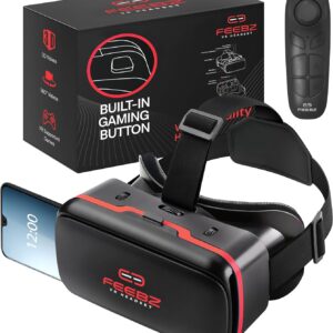feebz 3d vr headset for kids 2.0 for iphone & android phones | with 3d vr videos & apps links | virtual reality goggles set for beginners