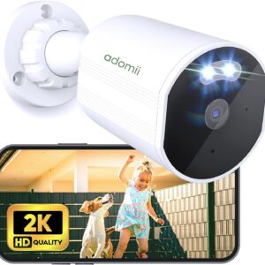 wifi cameras for home security outdoor camera w/ 2k (4mp) video 33ft night vision, ip65 weatherproof motion detector, 2 way audio home security camera easy to set surveillance camera
