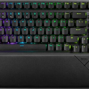 asus rog strix scope ii 96 wireless gaming keyboard, tri mode connection, dampening foam & switch dampening pads, hot swappable pre lubed rog nx snow switches, pbt keycaps, rgb black