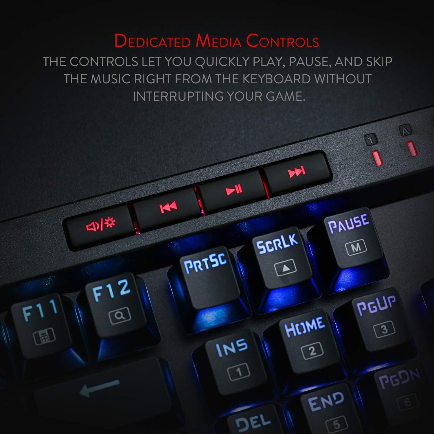 redragon k580 vata rgb led backlit mechanical gaming keyboard with macro keys & dedicated media controls, hot swappable socket, onboard macro recording (blue switches)