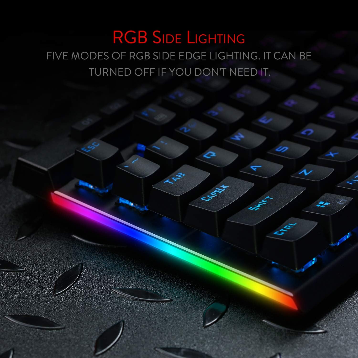 redragon k580 vata rgb led backlit mechanical gaming keyboard with macro keys & dedicated media controls, hot swappable socket, onboard macro recording (blue switches)