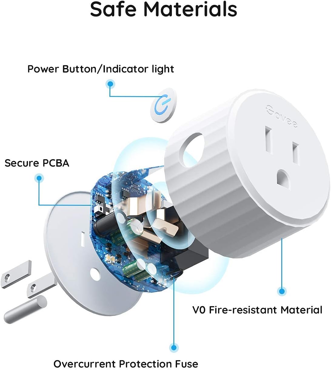 govee dual smart plug 2 pack, 15a wifi bluetooth outlet, work with alexa and google assistant, 2 in 1 compact design bundle with govee smart plug, wifi plugs work with alexa & google assistant