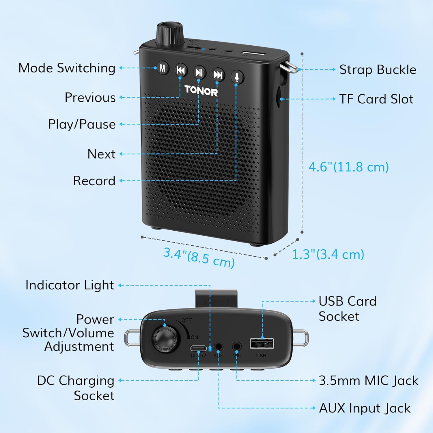 tonor portable voice amplifier for teachers, rechargeable mini pa system with wired headset microphone and waistband, megaphone speaker for classroom, training, yoga, speech, meeting, tour guides k10