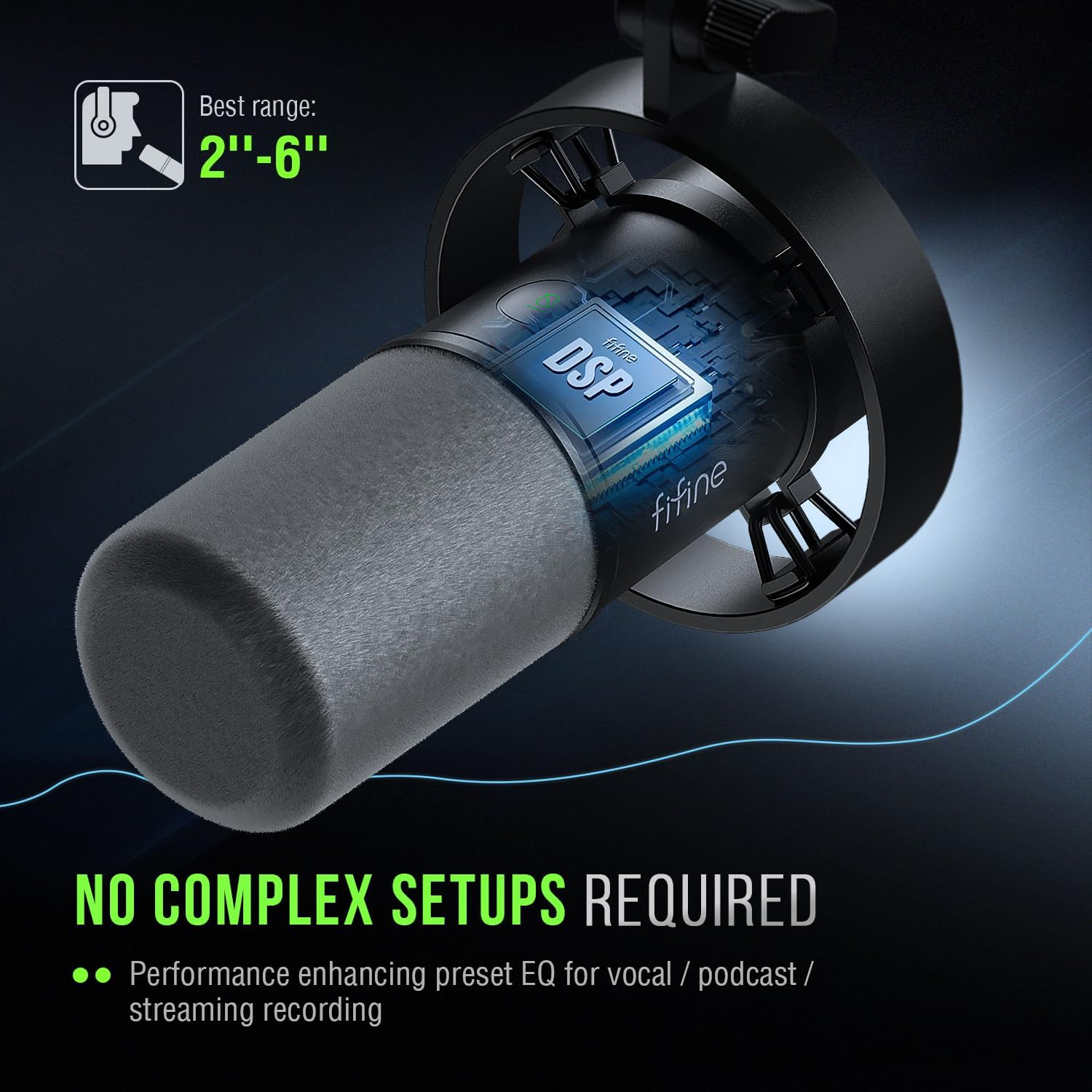 fifine dynamic microphone, xlr/usb podcast recording pc microphone for vocal voice over streaming, studio metal mic with mute, headphone jack, monitoring volume control, windscreen amplitank k688