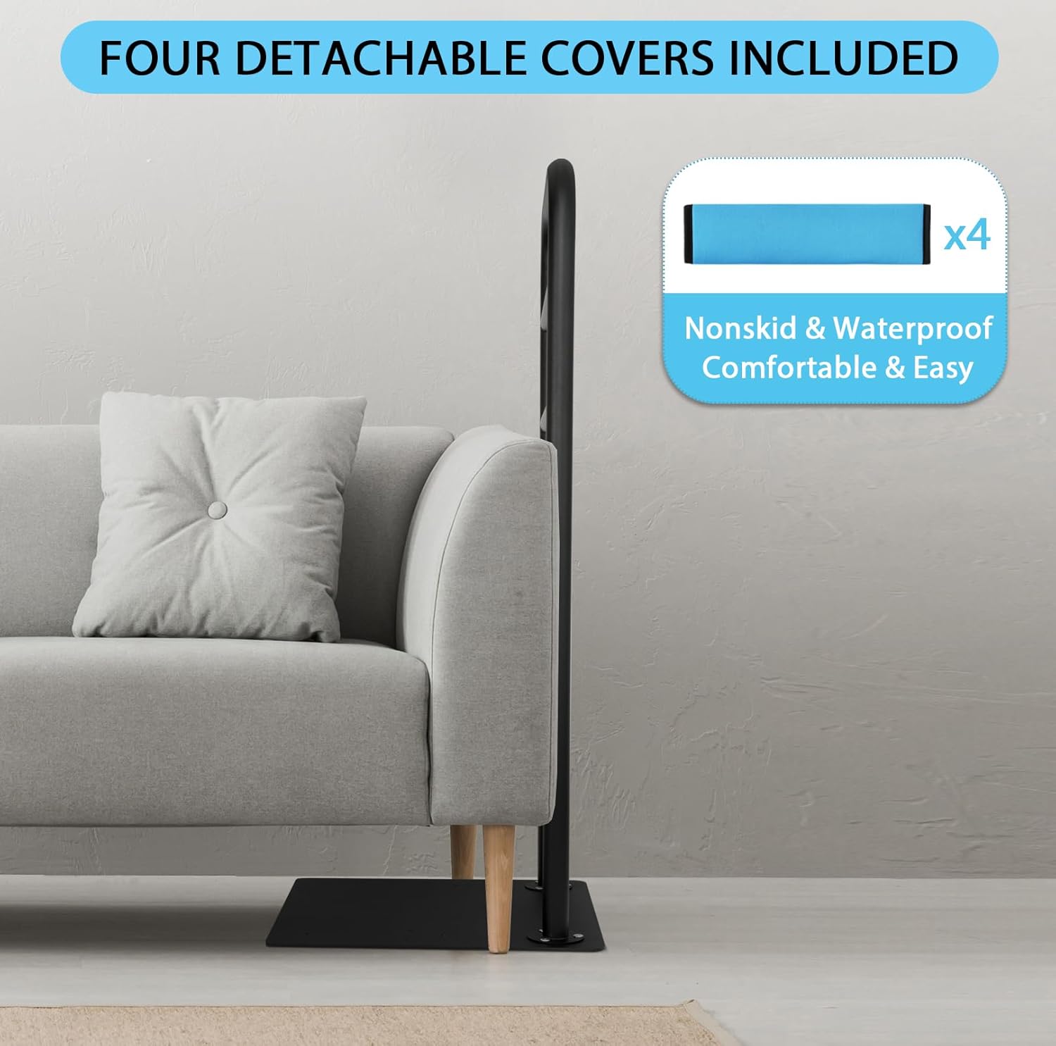 chair & couch stand assist bar, heavy duty stand assist rail with non slip covers, four heights assist bar for seniors, pregnant, adults and other relied on persons