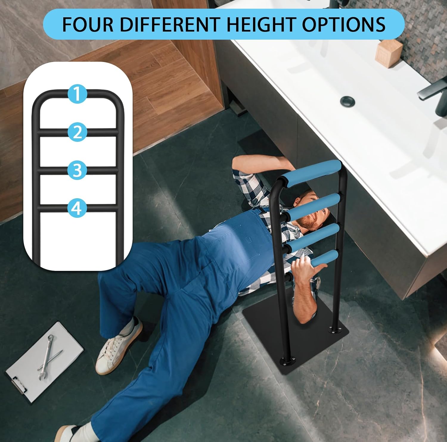 chair & couch stand assist bar, heavy duty stand assist rail with non slip covers, four heights assist bar for seniors, pregnant, adults and other relied on persons