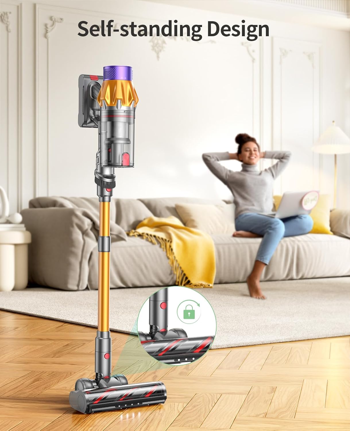 cordless vacuum cleaner, 600w 50kpa 65mins cordless stick vacuum cleaner with touch screen, self standing,wall mount charging, handheld vacuum cleaners for home/pet hair/carpets/hard floors(x7a)