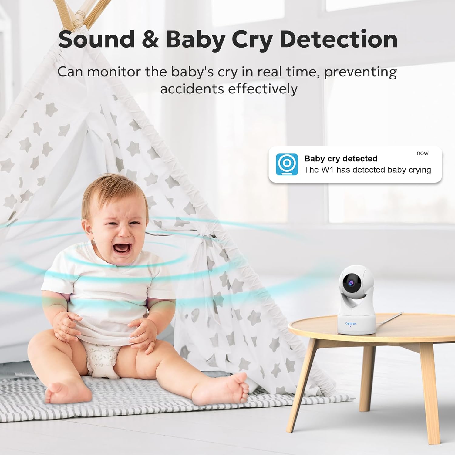 owltron indoor security camera 2k, 360° cameras for home security with motion detection, 2.4g wifi for baby/pet/nanny/camara with night vision, siren alarm & 2 way audio, compatible with alexa