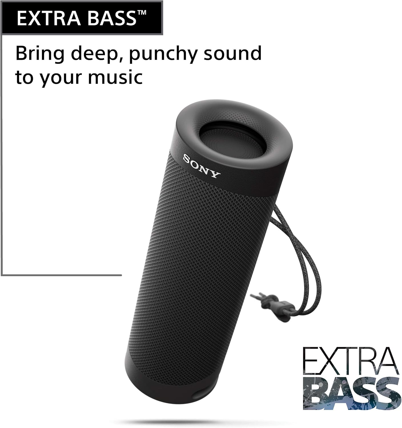sony srs xb23 extra bass wireless bluetooth portable lightweight travel speaker, ip67 waterproof & durable for outdoor, 12 hour battery, usb type c, removable strap and speakerphone, black