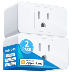 meross Smart Plug Mini, 15A & Reliable Wi-Fi, Support Apple HomeKit, Siri, Alexa, Echo, Google Assistant and Nest Hub, App Control, Timer, No Hub Needed, 2.4G WiFi Only, 2 pack
