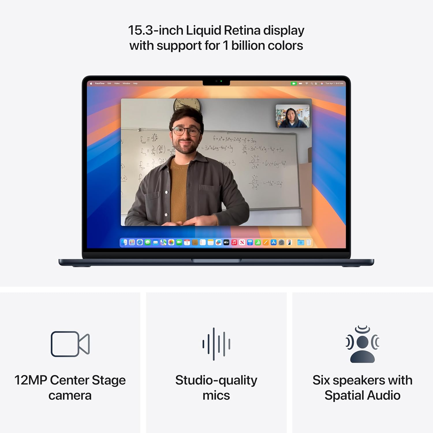 apple 2025 macbook air 15 inch laptop with m4 chip: built for apple intelligence, 15.3 inch liquid retina display, 16gb unified memory, 256gb ssd storage, 12mp center stage camera, touch id; midnight