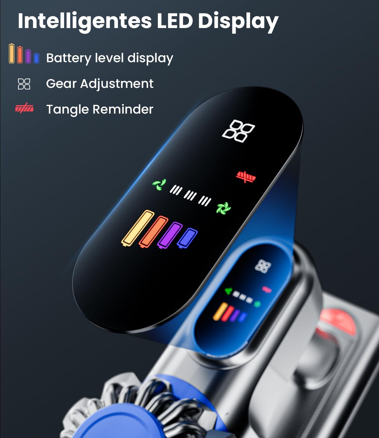 cordless vacuum cleaner, 500w/40kpa vacuum cleaners for home, 60mins stick vacuum with led display, anti tangle & wall mount charging, 8 in 1 lightweight vacuum for hard floors carpet pet hair