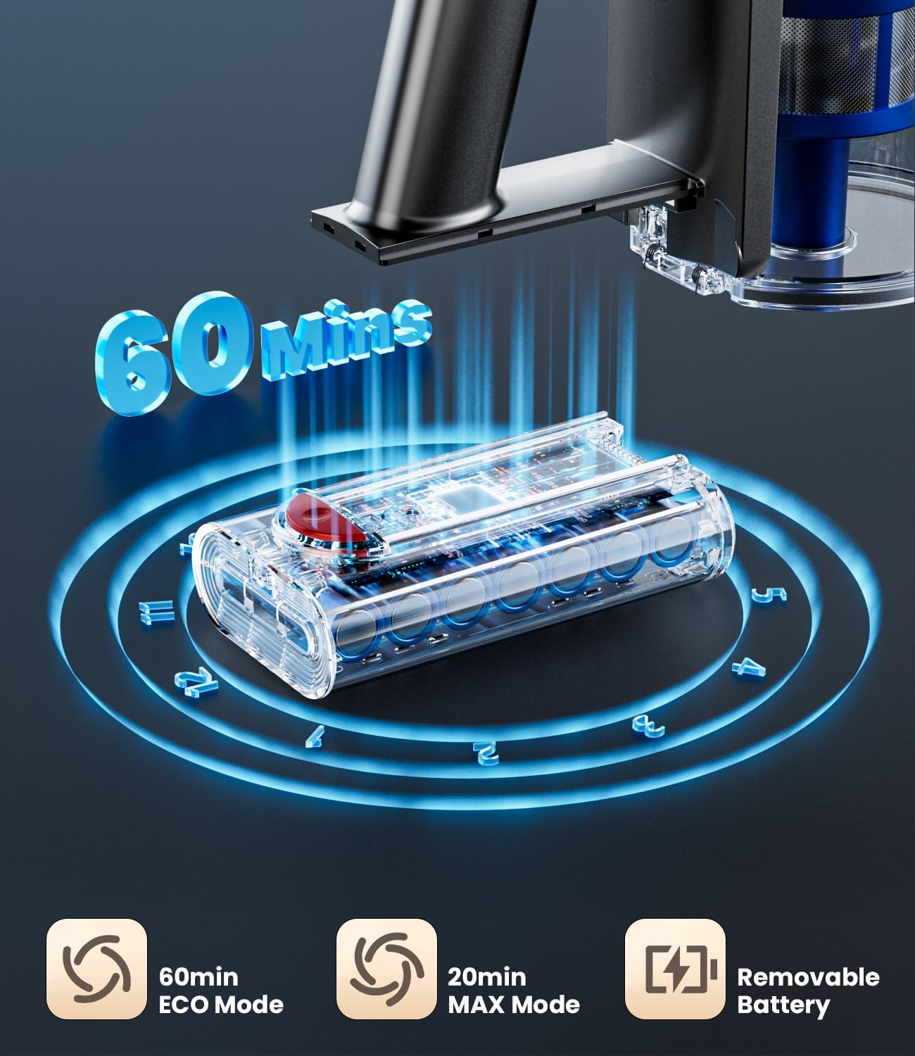 cordless vacuum cleaner, 500w/40kpa vacuum cleaners for home, 60mins stick vacuum with led display, anti tangle & wall mount charging, 8 in 1 lightweight vacuum for hard floors carpet pet hair