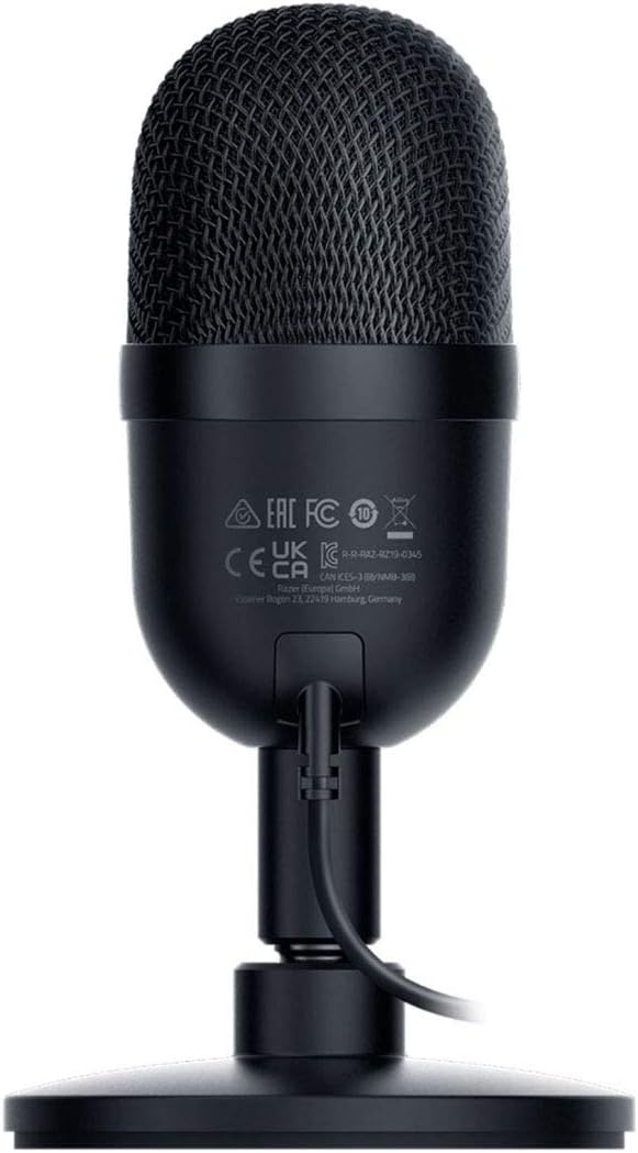 razer seiren mini usb condenser microphone: for streaming and gaming on pc professional recording quality precise supercardioid pickup pattern tilting stand shock resistant classic black